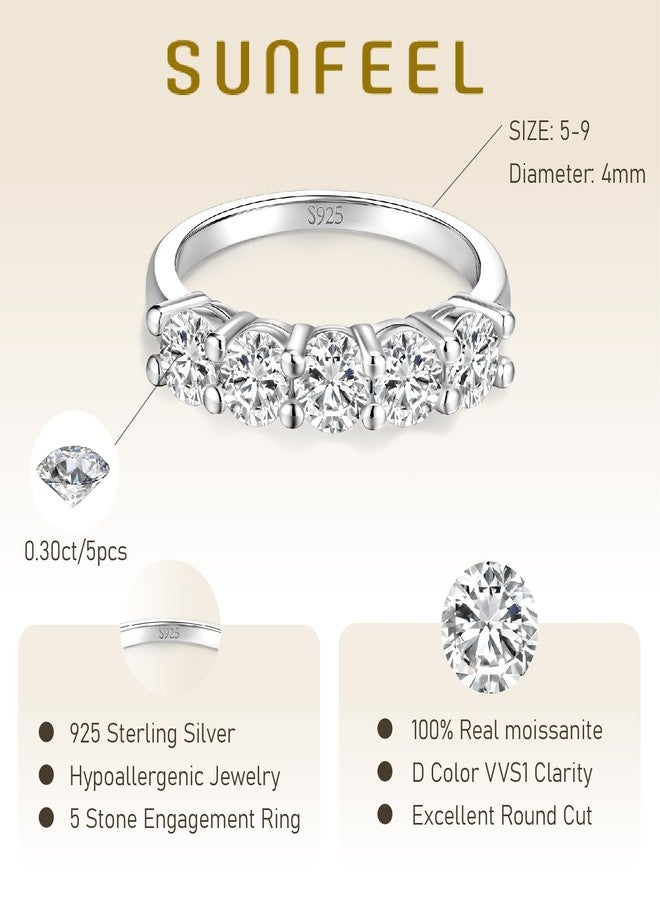 SUNFEEL 5-Stone Moissanite Rings for Women 1.5CT D Color VVS1 Sterling Silver with 18K Gold Plating Moissanite Wedding Bands Stackable Rings Moissanite Engagement Promise Ring - Image 5